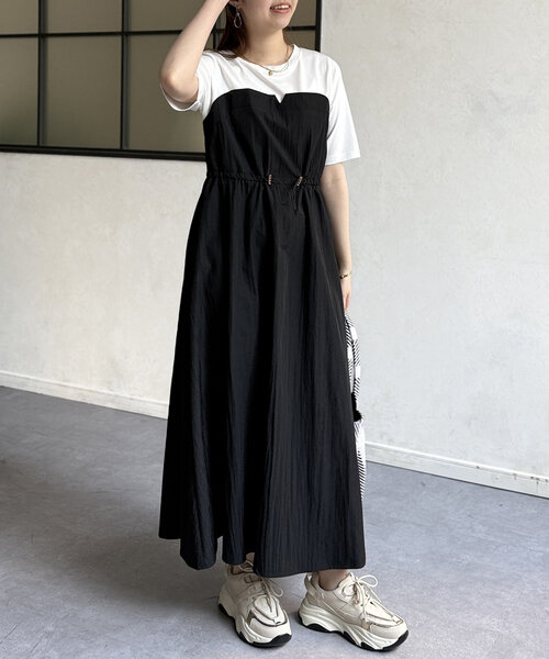 Chez toi（シェトワ）の「ビスチェ見えドッキングワンピース（ワンピース・レディース・ブラック/ネイビー/モカ・FREE）」の7枚目の写真