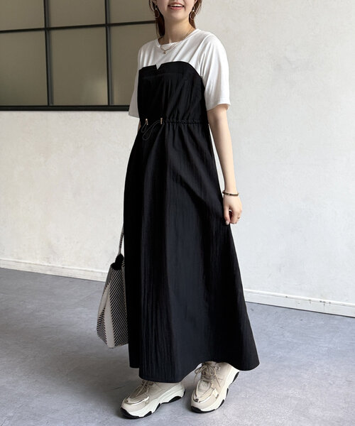 Chez toi（シェトワ）の「ビスチェ見えドッキングワンピース（ワンピース・レディース・ブラック/ネイビー/モカ・FREE）」の8枚目の写真