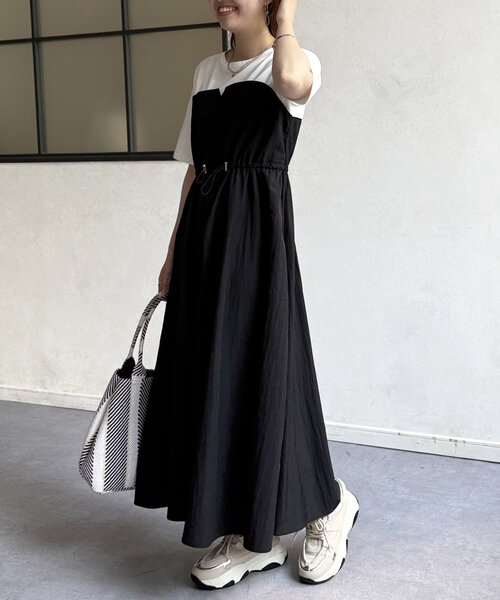 Chez toi（シェトワ）の「ビスチェ見えドッキングワンピース（ワンピース・レディース・ブラック/ネイビー/モカ・FREE）」の9枚目の写真