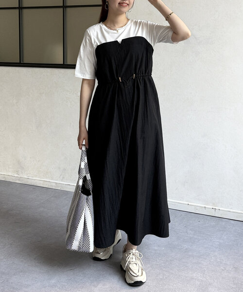 Chez toi（シェトワ）の「ビスチェ見えドッキングワンピース（ワンピース・レディース・ブラック/ネイビー/モカ・FREE）」の10枚目の写真