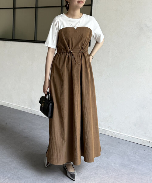 ビスチェ見えドッキングワンピース（ワンピース）｜Chez toi（シェトワ