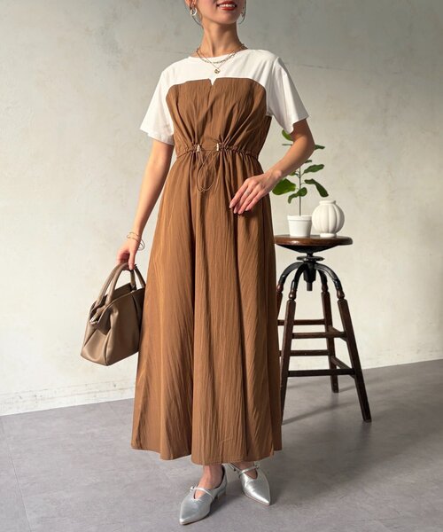 Chez toi（シェトワ）の「ビスチェ見えドッキングワンピース（ワンピース・レディース・ブラック/ネイビー/モカ・FREE）」の19枚目の写真