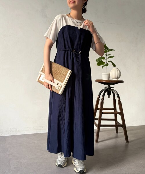 chami panier dress ネイビー♡♡ 5分袖ギャザーワンピース – BLUE BERRY JAM