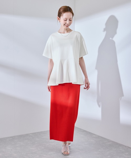 ROPE' PICNIC（ロペピクニック）の「【UVカット・接触冷感】Cutee 着丈が選べる70シルケットペプラムカットトップス（Tシャツ/カットソー・レディース・ホワイト/ブラック/ベージュ系その他・38/T38）」の4枚目の写真