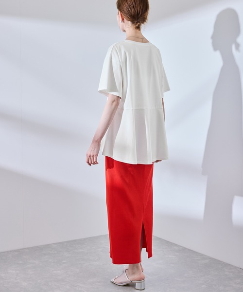 ROPE' PICNIC（ロペピクニック）の「【UVカット・接触冷感】Cutee 着丈が選べる70シルケットペプラムカットトップス（Tシャツ/カットソー・レディース・ホワイト/ブラック/ベージュ系その他・38/T38）」の5枚目の写真