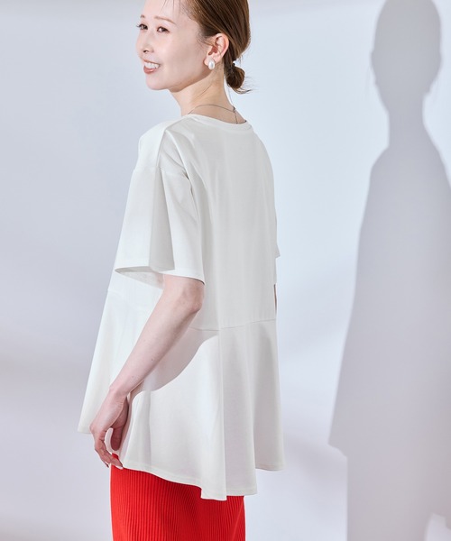 ROPE' PICNIC（ロペピクニック）の「【UVカット・接触冷感】Cutee 着丈が選べる70シルケットペプラムカットトップス（Tシャツ/カットソー・レディース・ホワイト/ブラック/ベージュ系その他・38/T38）」の6枚目の写真