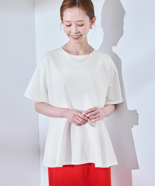 ROPE' PICNIC（ロペピクニック）の「【UVカット・接触冷感】Cutee 着丈が選べる70シルケットペプラムカットトップス（Tシャツ/カットソー・レディース・ホワイト/ブラック/ベージュ系その他・38/T38）」の7枚目の写真