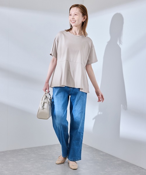 ROPE' PICNIC（ロペピクニック）の「【UVカット・接触冷感】Cutee 着丈が選べる70シルケットペプラムカットトップス（Tシャツ/カットソー・レディース・ホワイト/ブラック/ベージュ系その他・38/T38）」の8枚目の写真