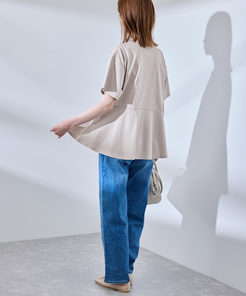 ROPE' PICNIC（ロペピクニック）の「【UVカット・接触冷感】Cutee 着丈が選べる70シルケットペプラムカットトップス（Tシャツ/カットソー・レディース・ホワイト/ブラック/ベージュ系その他・38/T38）」の9枚目の写真