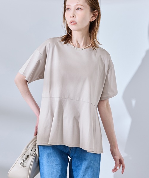 ROPE' PICNIC（ロペピクニック）の「【UVカット・接触冷感】Cutee 着丈が選べる70シルケットペプラムカットトップス（Tシャツ/カットソー・レディース・ホワイト/ブラック/ベージュ系その他・38/T38）」の10枚目の写真