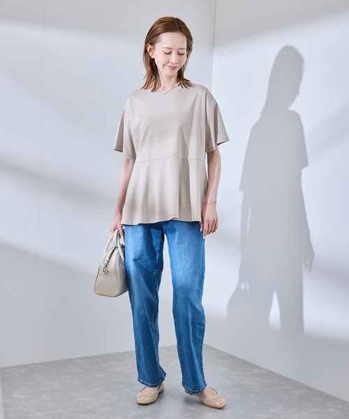 ROPE' PICNIC（ロペピクニック）の「【UVカット・接触冷感】Cutee 着丈が選べる70シルケットペプラムカットトップス（Tシャツ/カットソー・レディース・ホワイト/ブラック/ベージュ系その他・38/T38）」の12枚目の写真