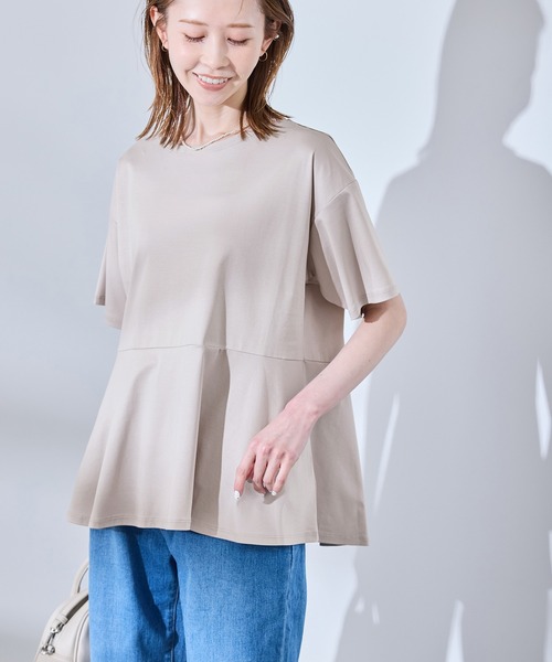 ROPE' PICNIC（ロペピクニック）の「【UVカット・接触冷感】Cutee 着丈が選べる70シルケットペプラムカットトップス（Tシャツ/カットソー・レディース・ホワイト/ブラック/ベージュ系その他・38/T38）」の13枚目の写真