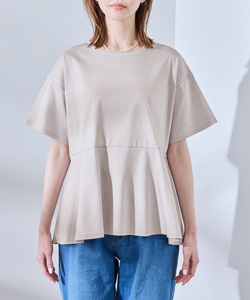 ROPE' PICNIC（ロペピクニック）の「【UVカット・接触冷感】Cutee 着丈が選べる70シルケットペプラムカットトップス（Tシャツ/カットソー・レディース・ホワイト/ブラック/ベージュ系その他・38/T38）」の14枚目の写真