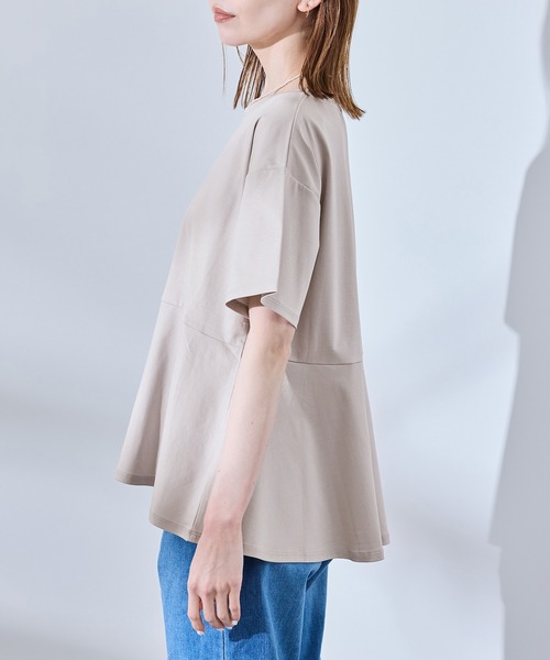 ROPE' PICNIC（ロペピクニック）の「【UVカット・接触冷感】Cutee 着丈が選べる70シルケットペプラムカットトップス（Tシャツ/カットソー・レディース・ホワイト/ブラック/ベージュ系その他・38/T38）」の15枚目の写真