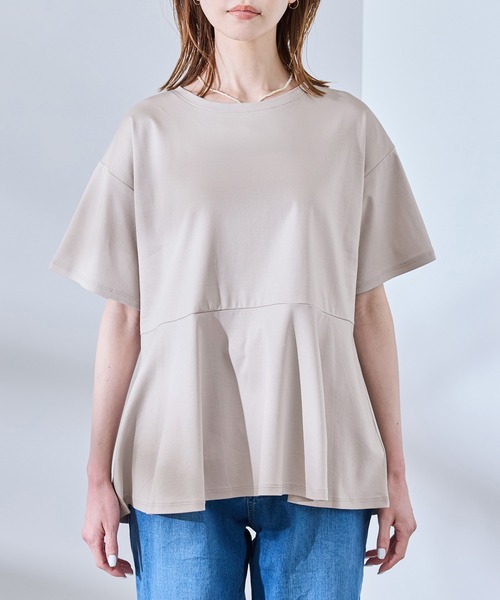 ROPE' PICNIC（ロペピクニック）の「【UVカット・接触冷感】Cutee 着丈が選べる70シルケットペプラムカットトップス（Tシャツ/カットソー・レディース・ホワイト/ブラック/ベージュ系その他・38/T38）」の17枚目の写真