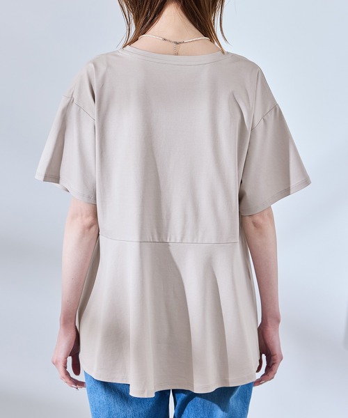 ROPE' PICNIC（ロペピクニック）の「【UVカット・接触冷感】Cutee 着丈が選べる70シルケットペプラムカットトップス（Tシャツ/カットソー・レディース・ホワイト/ブラック/ベージュ系その他・38/T38）」の19枚目の写真