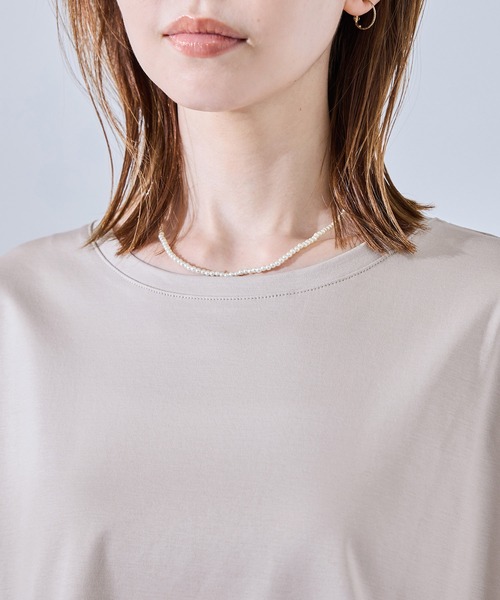 ROPE' PICNIC（ロペピクニック）の「【UVカット・接触冷感】Cutee 着丈が選べる70シルケットペプラムカットトップス（Tシャツ/カットソー・レディース・ホワイト/ブラック/ベージュ系その他・38/T38）」の20枚目の写真