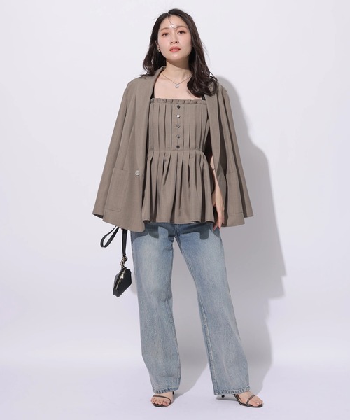 アプワイザーリッシェ　リネンライクジャケット　ピンタック配色ベアブラウス　セット Apuweiser-riche（アプワイザーリッシェ）の「ピンタック配色ベア
