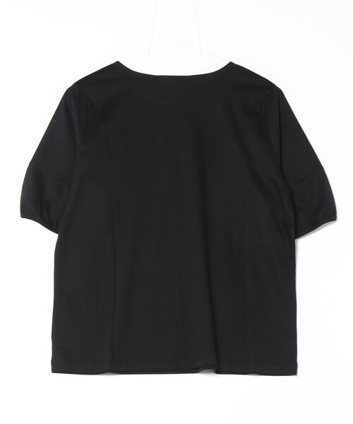 m.f.editorial（エムエフエディトリアル）の「【接触冷感 UVカット 綿100％】m.f.エディトリアル レディース 綿スムス クルーネック パフギャザーウォッシャブルTシャツ（Tシャツ/カットソー・レディース・ブラック/ライトグレー/ホワイト・MEDIUM/LARGE）」の4枚目の写真