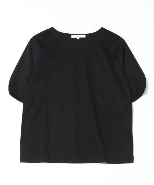 m.f.editorial（エムエフエディトリアル）の「【接触冷感 UVカット 綿100％】m.f.エディトリアル レディース 綿スムス クルーネック パフギャザーウォッシャブルTシャツ（Tシャツ/カットソー・レディース・ブラック/ライトグレー/ホワイト・MEDIUM/LARGE）」の5枚目の写真