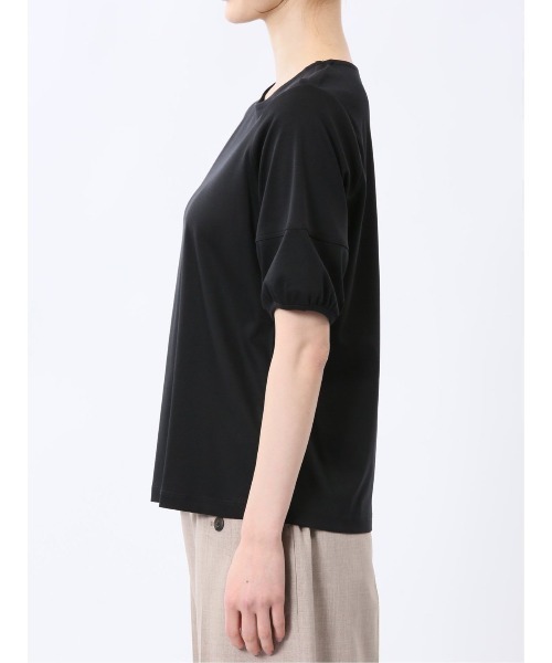 m.f.editorial（エムエフエディトリアル）の「【接触冷感 UVカット 綿100％】m.f.エディトリアル レディース 綿スムス クルーネック パフギャザーウォッシャブルTシャツ（Tシャツ/カットソー・レディース・ブラック/ライトグレー/ホワイト・MEDIUM/LARGE）」の10枚目の写真