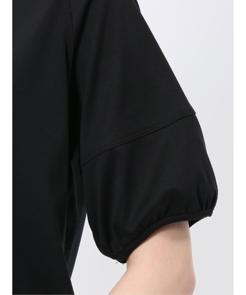 m.f.editorial（エムエフエディトリアル）の「【接触冷感 UVカット 綿100％】m.f.エディトリアル レディース 綿スムス クルーネック パフギャザーウォッシャブルTシャツ（Tシャツ/カットソー・レディース・ブラック/ライトグレー/ホワイト・MEDIUM/LARGE）」の13枚目の写真