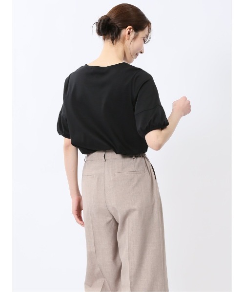 m.f.editorial（エムエフエディトリアル）の「【接触冷感 UVカット 綿100％】m.f.エディトリアル レディース 綿スムス クルーネック パフギャザーウォッシャブルTシャツ（Tシャツ/カットソー・レディース・ブラック/ライトグレー/ホワイト・MEDIUM/LARGE）」の15枚目の写真