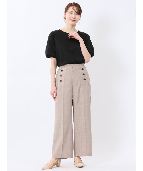 m.f.editorial（エムエフエディトリアル）の「【接触冷感 UVカット 綿100％】m.f.エディトリアル レディース 綿スムス クルーネック パフギャザーウォッシャブルTシャツ（Tシャツ/カットソー・レディース・ブラック/ライトグレー/ホワイト・MEDIUM/LARGE）」の17枚目の写真