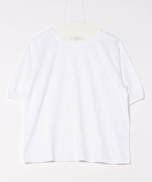 m.f.editorial（エムエフエディトリアル）の「【接触冷感 UVカット 綿100％】m.f.エディトリアル レディース 綿スムス クルーネック パフギャザーウォッシャブルTシャツ（Tシャツ/カットソー・レディース・ブラック/ライトグレー/ホワイト・MEDIUM/LARGE）」の18枚目の写真