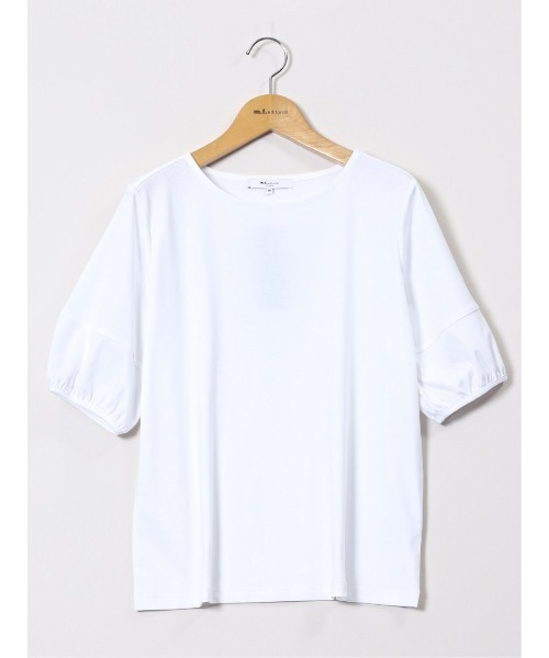 m.f.editorial（エムエフエディトリアル）の「【接触冷感 UVカット 綿100％】m.f.エディトリアル レディース 綿スムス クルーネック パフギャザーウォッシャブルTシャツ（Tシャツ/カットソー・レディース・ブラック/ライトグレー/ホワイト・MEDIUM/LARGE）」の19枚目の写真