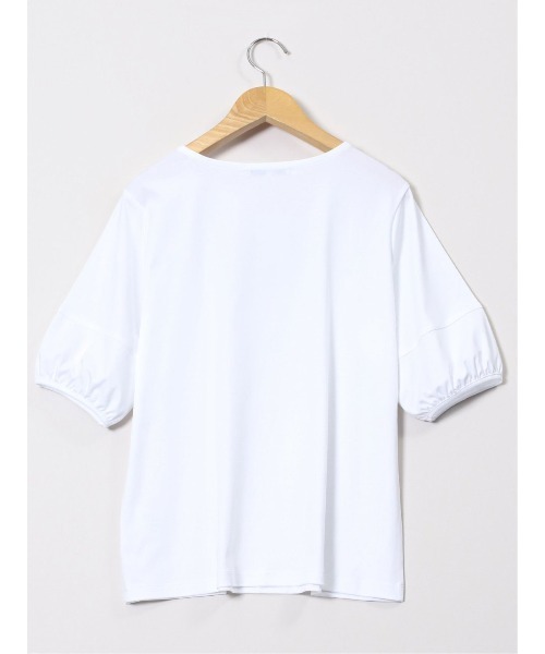 m.f.editorial（エムエフエディトリアル）の「【接触冷感 UVカット 綿100％】m.f.エディトリアル レディース 綿スムス クルーネック パフギャザーウォッシャブルTシャツ（Tシャツ/カットソー・レディース・ブラック/ライトグレー/ホワイト・MEDIUM/LARGE）」の20枚目の写真