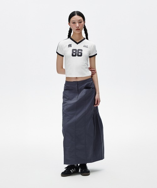 MAHAGRID(マハグリッド)の「『mahagrid/マハグリッド』 FOOTBALL RINGER TEE /フットボールリンガーTシャツ(Tシャツ/カットソー・レディース・ホワイト/ブラウン/ブラック・FREE)」の5枚目の写真