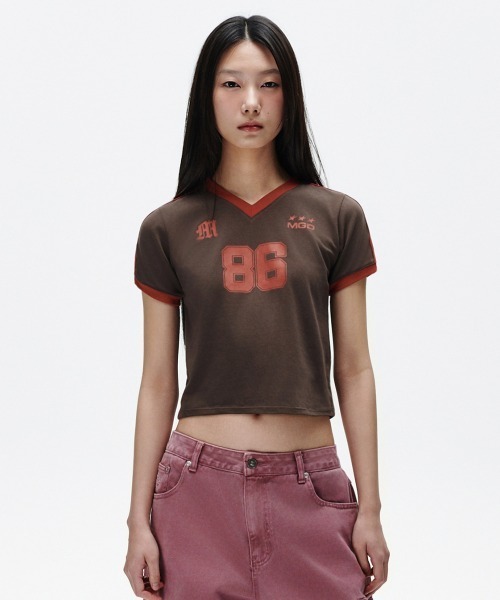 MAHAGRID(マハグリッド)の「『mahagrid/マハグリッド』 FOOTBALL RINGER TEE /フットボールリンガーTシャツ(Tシャツ/カットソー・レディース・ホワイト/ブラウン/ブラック・FREE)」の12枚目の写真