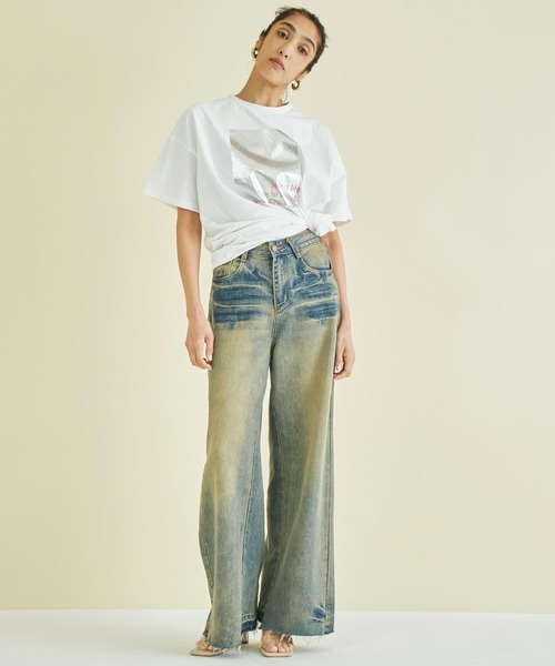 Settimissimo(セッティミッシモ)の「メタリック箔プリント×カラーロゴ オーバーサイズ Tシャツ(Tシャツ/カットソー・レディース・グリーン/レッド・FREE)」の19枚目の写真