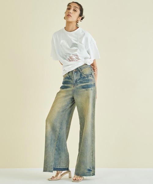 Settimissimo(セッティミッシモ)の「メタリック箔プリント×カラーロゴ オーバーサイズ Tシャツ(Tシャツ/カットソー・レディース・グリーン/レッド・FREE)」の17枚目の写真
