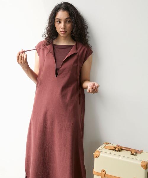 Stroove（ストルーヴ）の「Sand wash cotton sleeveless one-piece / サンドウォッシュ コットン ノースリーブ ワンピース（ワンピース・レディース・ブラウン/スミクロ/ベージュ・FREE）」の3枚目の写真