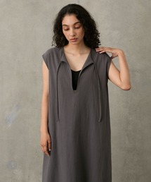 Sand wash cotton sleeveless one-piece / サンドウォッシュ コットン ノースリーブ ワンピース