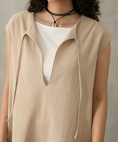 Stroove（ストルーヴ）の「Sand wash cotton sleeveless one-piece / サンドウォッシュ コットン ノースリーブ ワンピース（ワンピース・レディース・ブラウン/スミクロ/ベージュ・FREE）」の12枚目の写真