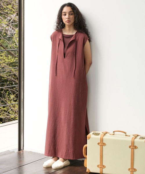 Sand wash cotton sleeveless one-piece / サンドウォッシュ コットン