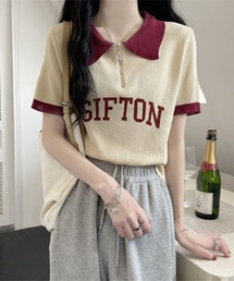 ハーフジップ×配色デザインが旬顔!スポーティーで大人可愛いロゴポロトップス