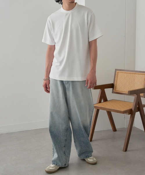 MAGASIN DE MODE Brew（マガジンデモードブリュー）の「【MAGASIN DE MODE Brew】KAITEKI+ FRESH TECH衿高Tシャツ MZJ　機能素材　接触冷感　UVカット　速乾（Tシャツ/カットソー・メンズ・ブラック/ネイビー/ホワイト・M/L/LL）」の8枚目の写真