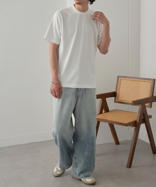 MAGASIN DE MODE Brew（マガジンデモードブリュー）の「【MAGASIN DE MODE Brew】KAITEKI+ FRESH TECH衿高Tシャツ MZJ　機能素材　接触冷感　UVカット　速乾（Tシャツ/カットソー・メンズ・ブラック/ネイビー/ホワイト・M/L/LL）」の9枚目の写真