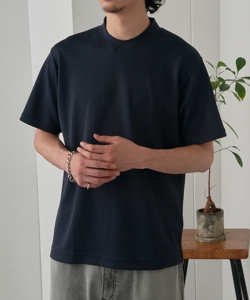 MAGASIN DE MODE Brew（マガジンデモードブリュー）の「【MAGASIN DE MODE Brew】KAITEKI+ FRESH TECH衿高Tシャツ MZJ　機能素材　接触冷感　UVカット　速乾（Tシャツ/カットソー・メンズ・ブラック/ネイビー/ホワイト・M/L/LL）」の5枚目の写真