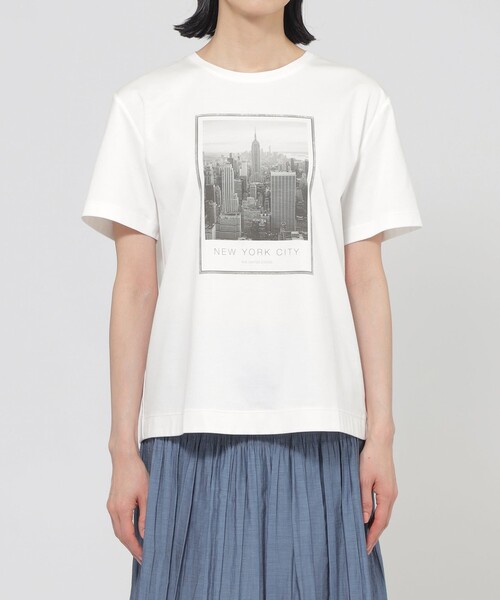 TRANS WORK（トランスワーク）の「【L】【ウォッシャブル】コーコランスムースフォトＴシャツ（Tシャツ/カットソー・レディース・オフホワイト・44/46）」の3枚目の写真