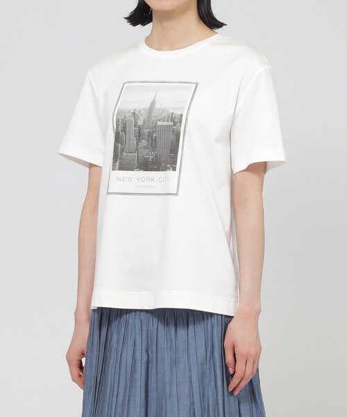 TRANS WORK（トランスワーク）の「【L】【ウォッシャブル】コーコランスムースフォトＴシャツ（Tシャツ/カットソー・レディース・オフホワイト・44/46）」の4枚目の写真
