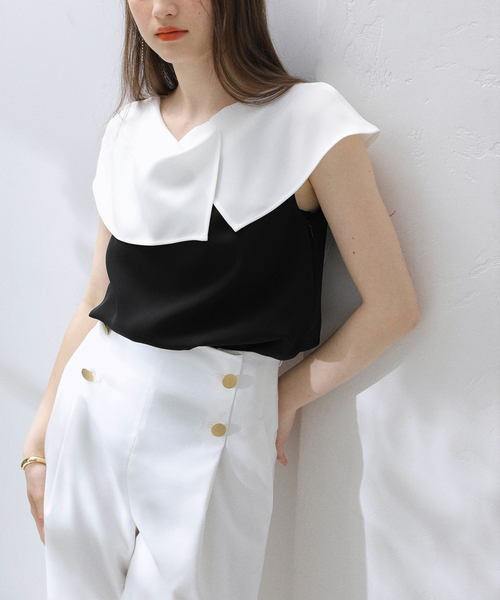 La TOTALITE（ラトータリテ）の「【洗える】ドレープブラウス（シャツ/ブラウス・レディース・チャコールグレー/ブラック/ホワイト系その他・FREE）」の3枚目の写真