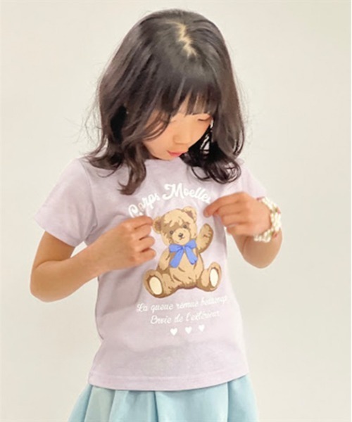axes femme（アクシーズファム）の「ほほえみくまさん柄Ｔシャツ（Tシャツ/カットソー・キッズ・ラベンダー/ホワイト/ミント・LARGE/X-LARGE/MEDIUM）」の3枚目の写真