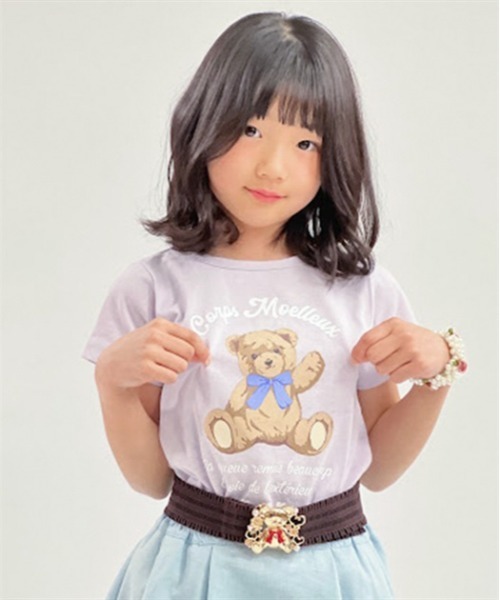 axes femme（アクシーズファム）の「ほほえみくまさん柄Ｔシャツ（Tシャツ/カットソー・キッズ・ラベンダー/ホワイト/ミント・LARGE/X-LARGE/MEDIUM）」の6枚目の写真