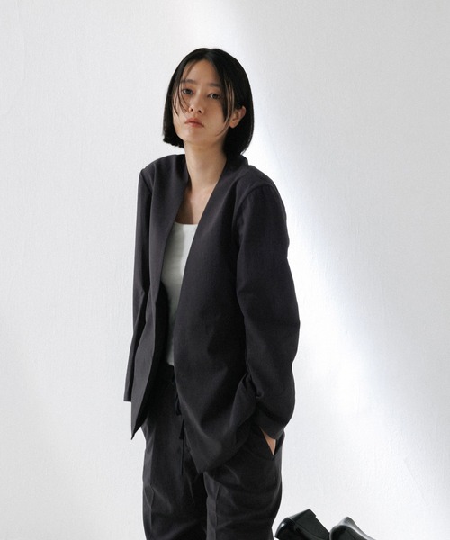 最終値下 【RIRANCHA】 セットアップ ノーカラージャケット&スラックス ADAM ET ROPE'（アダムエロペ）の「【RIRANCHA】サマーセットアップ
