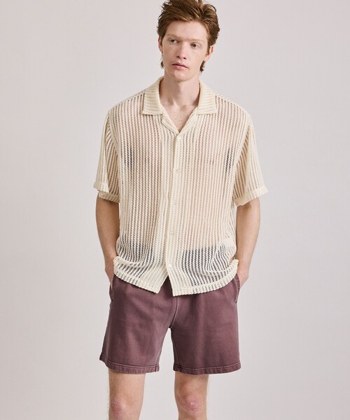 Saturdays NYC(サタデーズ ニューヨークシティ )の「Canty Lace SS Shirt(シャツ/ブラウス・メンズ・ミント/レンガ/オフホワイト・L/M/S/XL)」の1枚目の写真